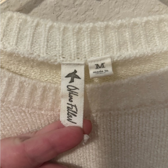 Others Follow Cream Sweater with Brown Stripes Sz M Women’s Cozy - Picture 2 of 4